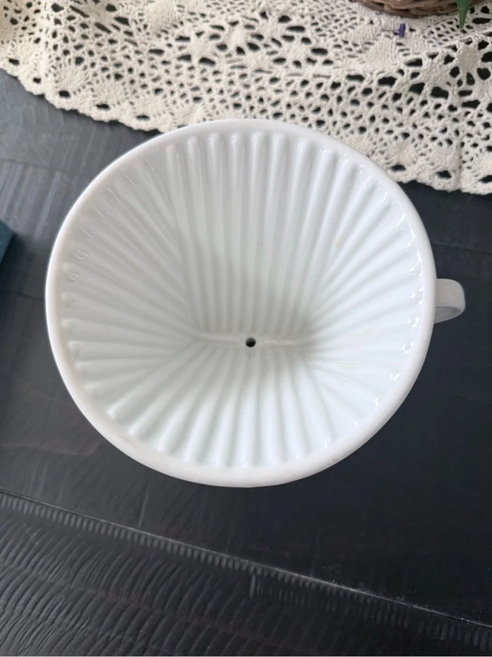 Vintage Melitta White Ceramic Coffee Dripper Pour Over Cone Filter #102 1 Hole